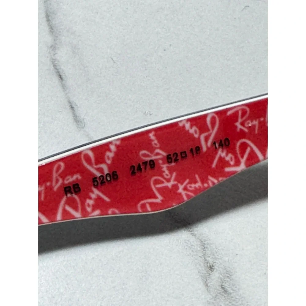 Ray-Ban RB 5206 2479 Black Red Logo Rectangular Eyeglasses Frame 52-18-140 AS IS